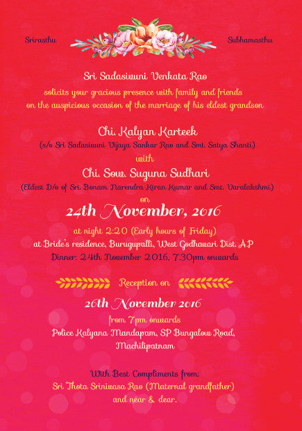 Illustrated Telugu Brahmin Wedding Invitation – SPORG Stores