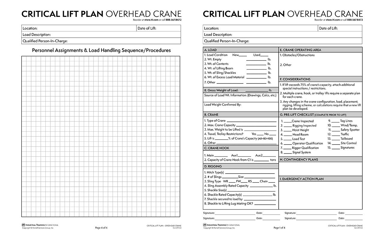 crane critical lift plan