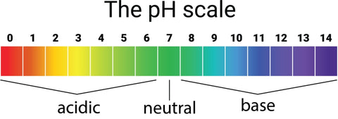 the pH scale showing acid and base