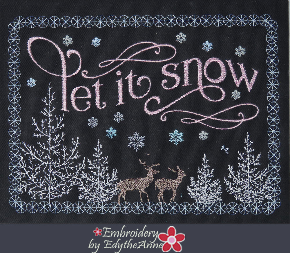 LET IT SNOW CANVAS ART Frameable Canvas- In The Hoop Machine Embroidery