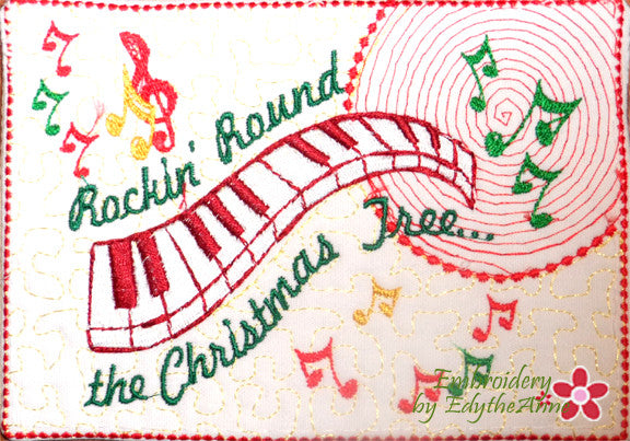 ROCKIN ROUND THE CHRISTMAS TREE Mug Mats/Mug Rugs.In The Hoop - INSTAN ...
