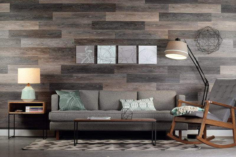 Gray Washed Oak Peel and Stick Wood Wall Planks | 3D Wall Panels