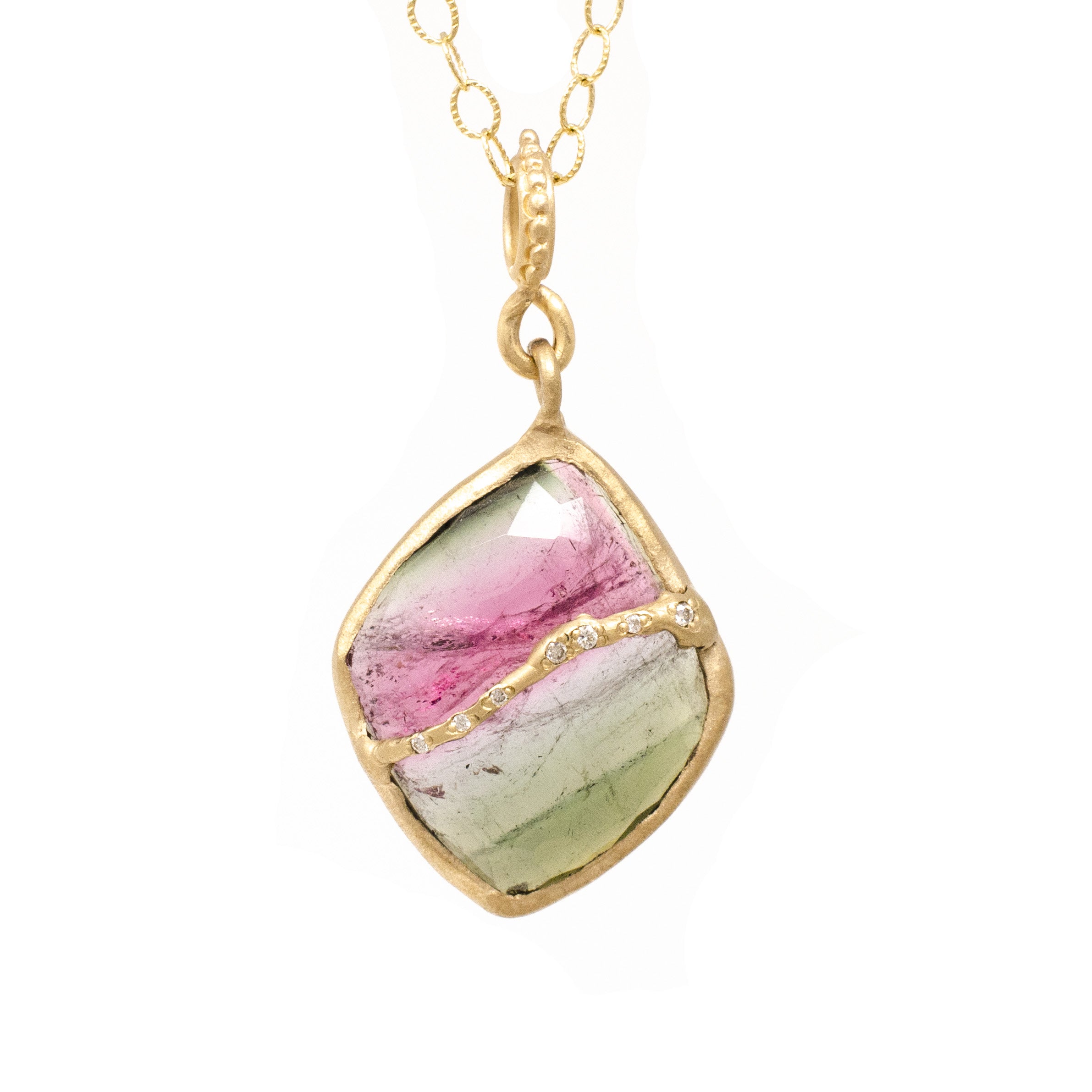 Fault Line Watermelon Tourmaline Necklace