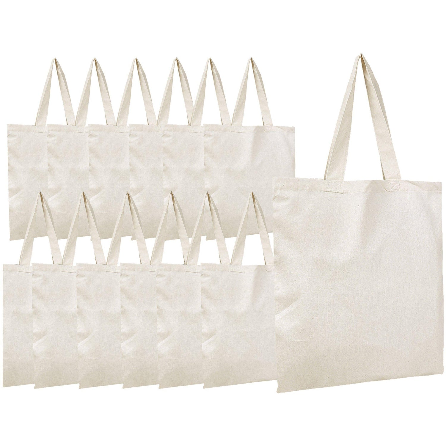 Cotton Canvas Tote Bags in Bulk - 12 Pack - Cotton Tote Bags Wholesale