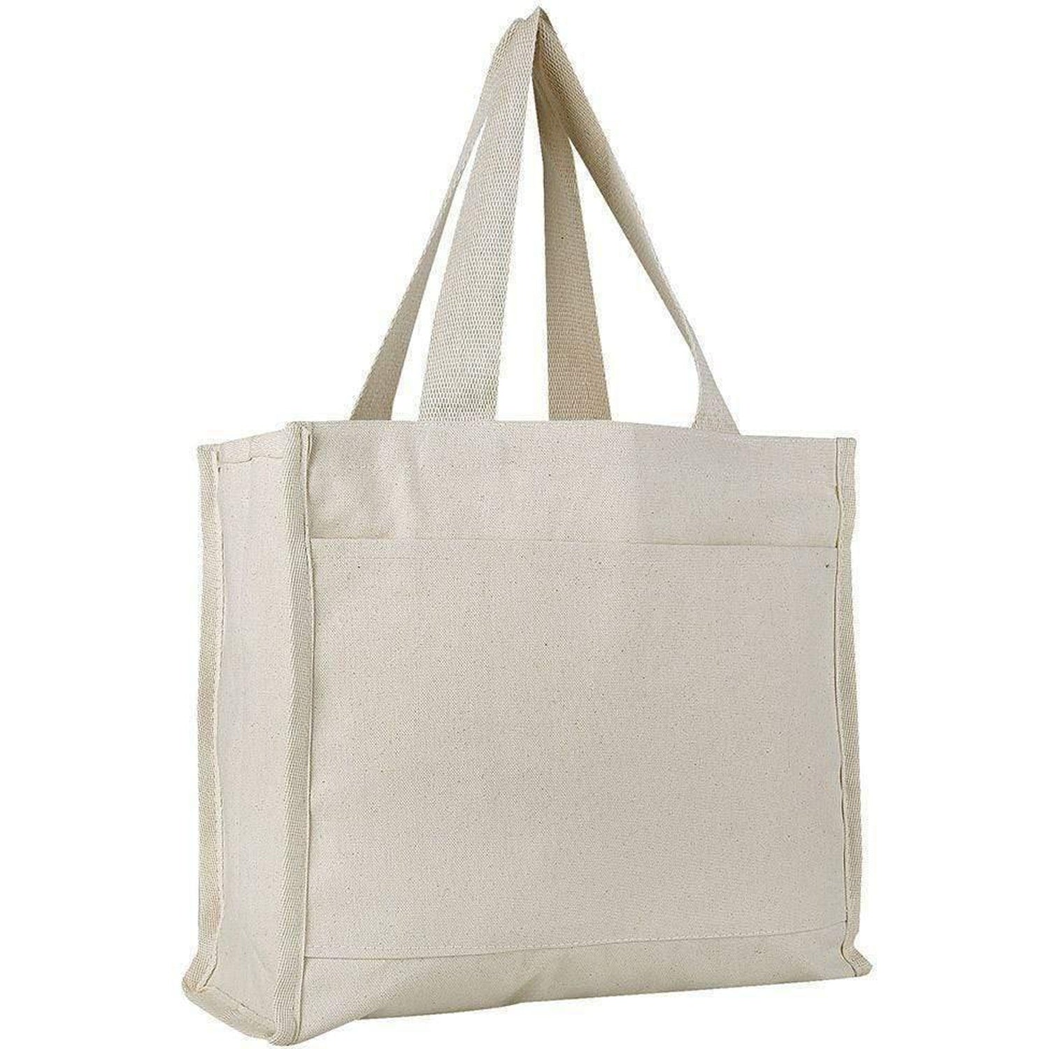 Wholesale Canvas Tote Bags with Front Pocket and Full Gusset – BagzDepot™