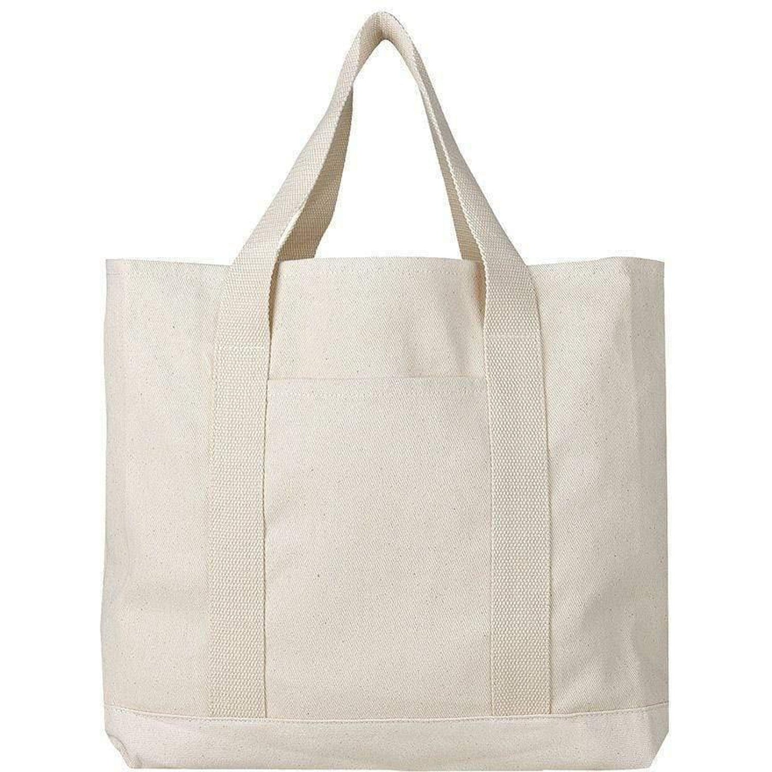 Heavy Cotton Canvas Large Size Sturdy Two-Tone Tote Bags - Single Bag ...