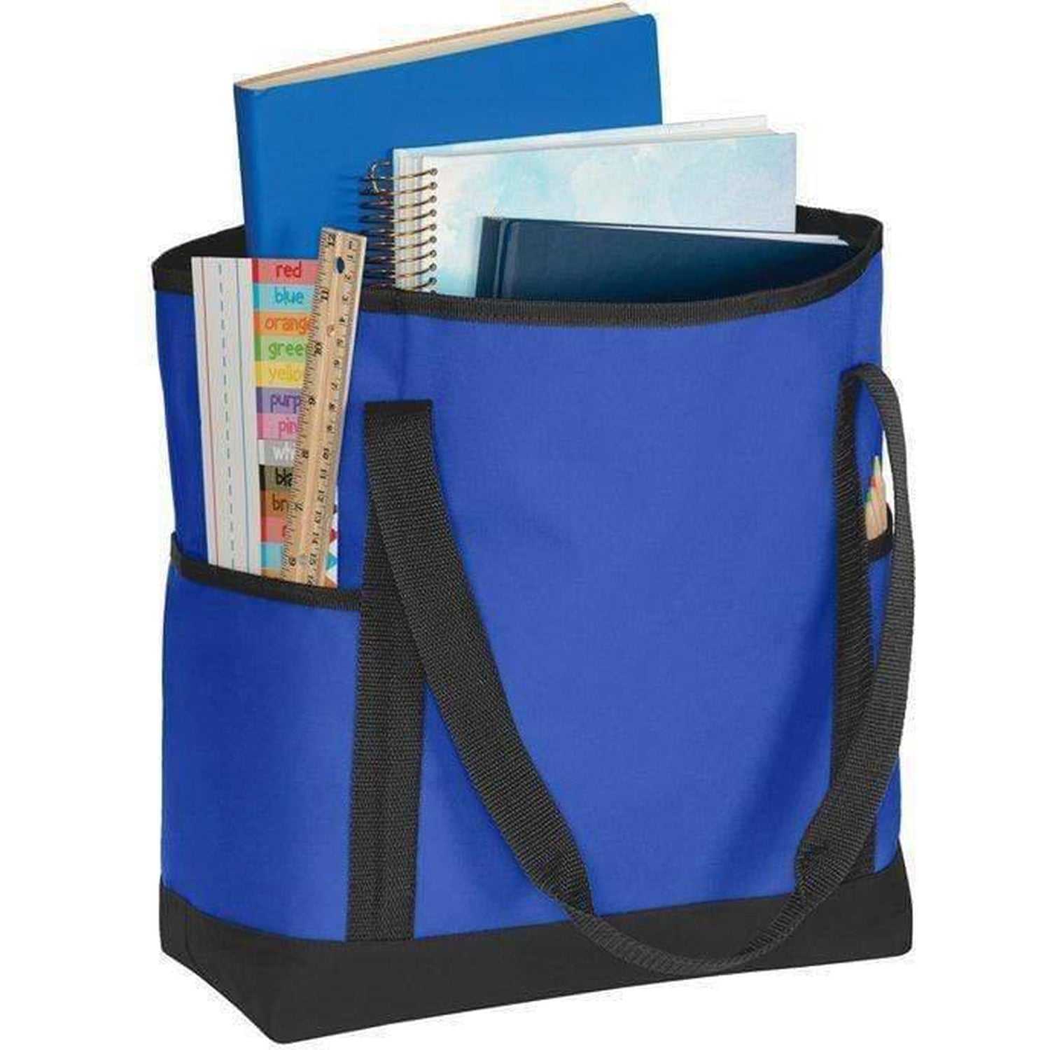 Polyester Canvas On-The-Go Tote Bag with Zippered Top Tote And Two Pockets