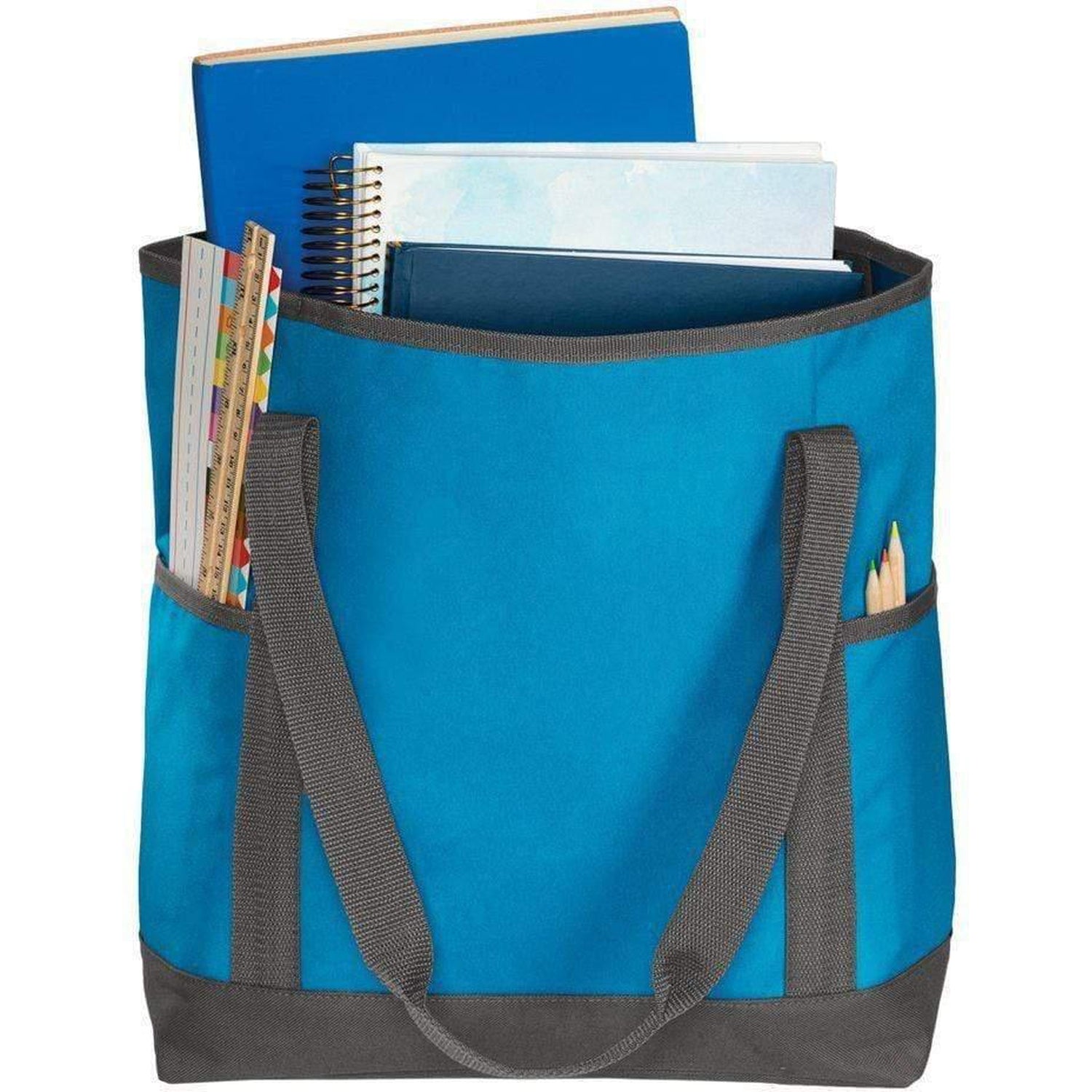 Polyester Canvas On-The-Go Tote Bag with Zippered Top Tote And Two Pockets