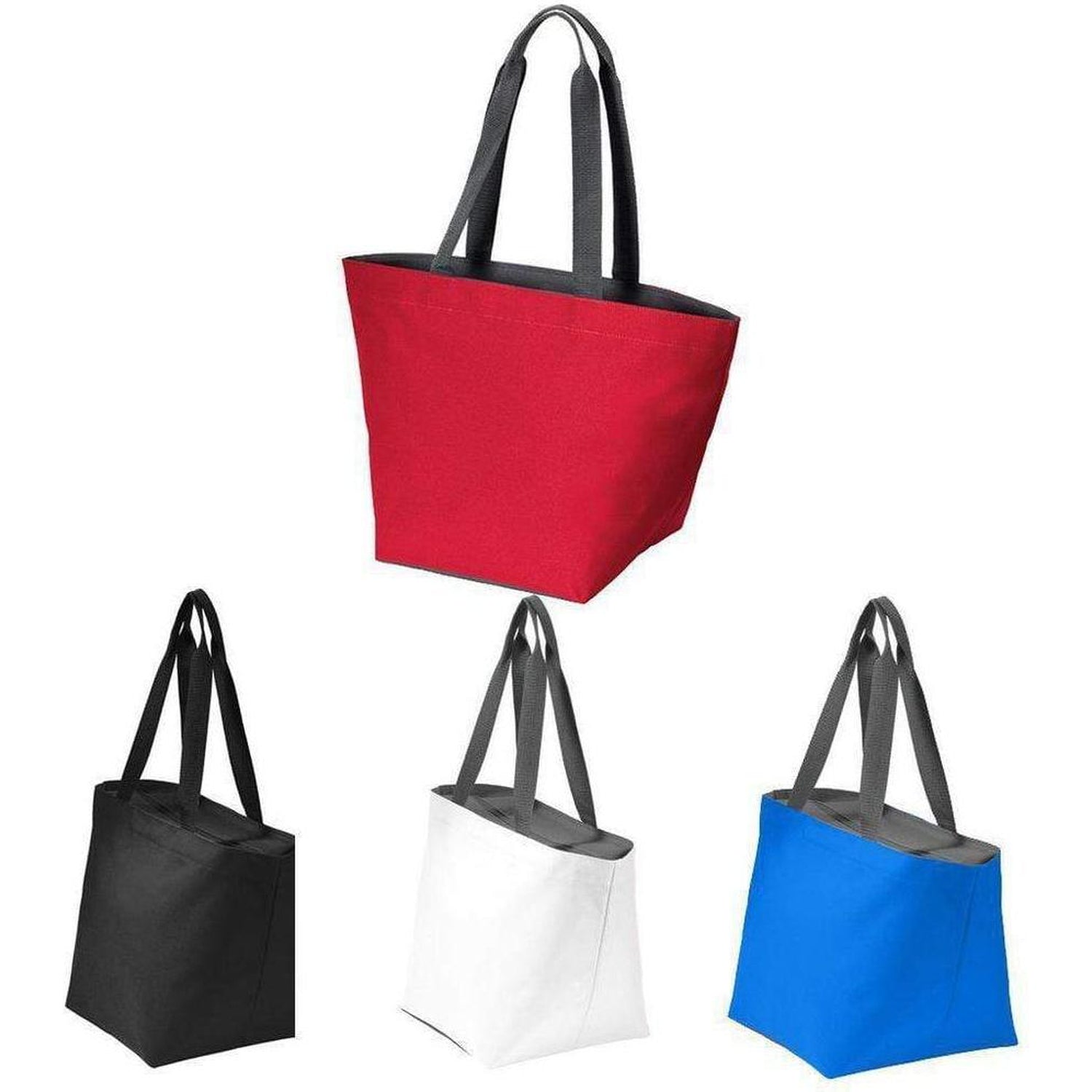 Over the Shoulder Carry all Zip Top Polyester Canvas Tote Bag