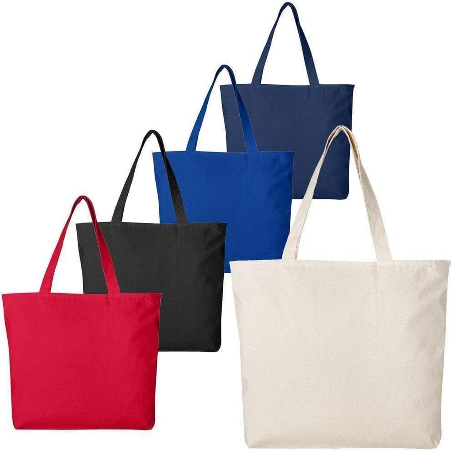 Set of 12 - Canvas Square Bottom Tote Bag with Zipper Closure, Bulk Totes – BagzDepot™