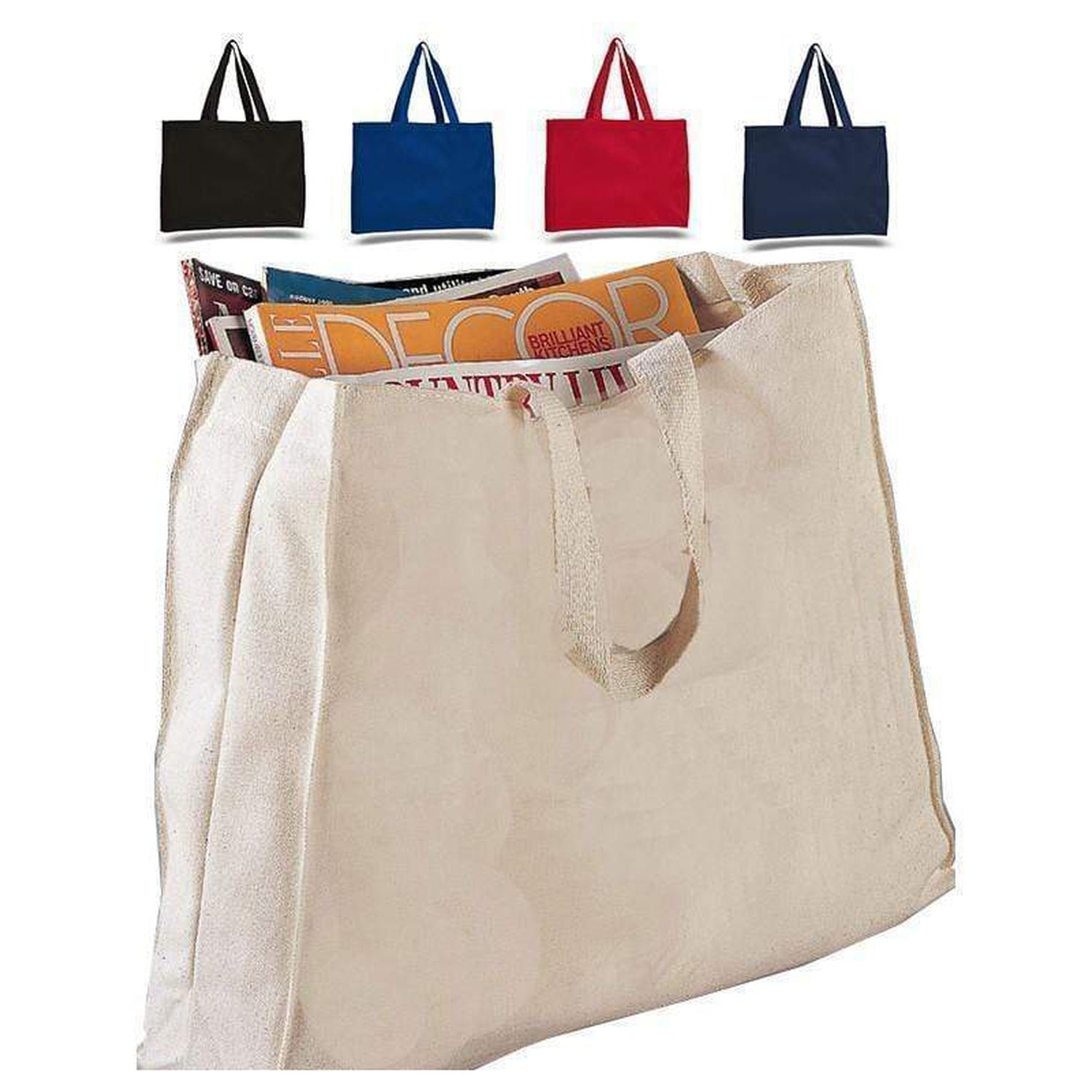 Wholesale Heavy Canvas Reusable Horizontal Tote Bag - Set of 12 – BagzDepot™