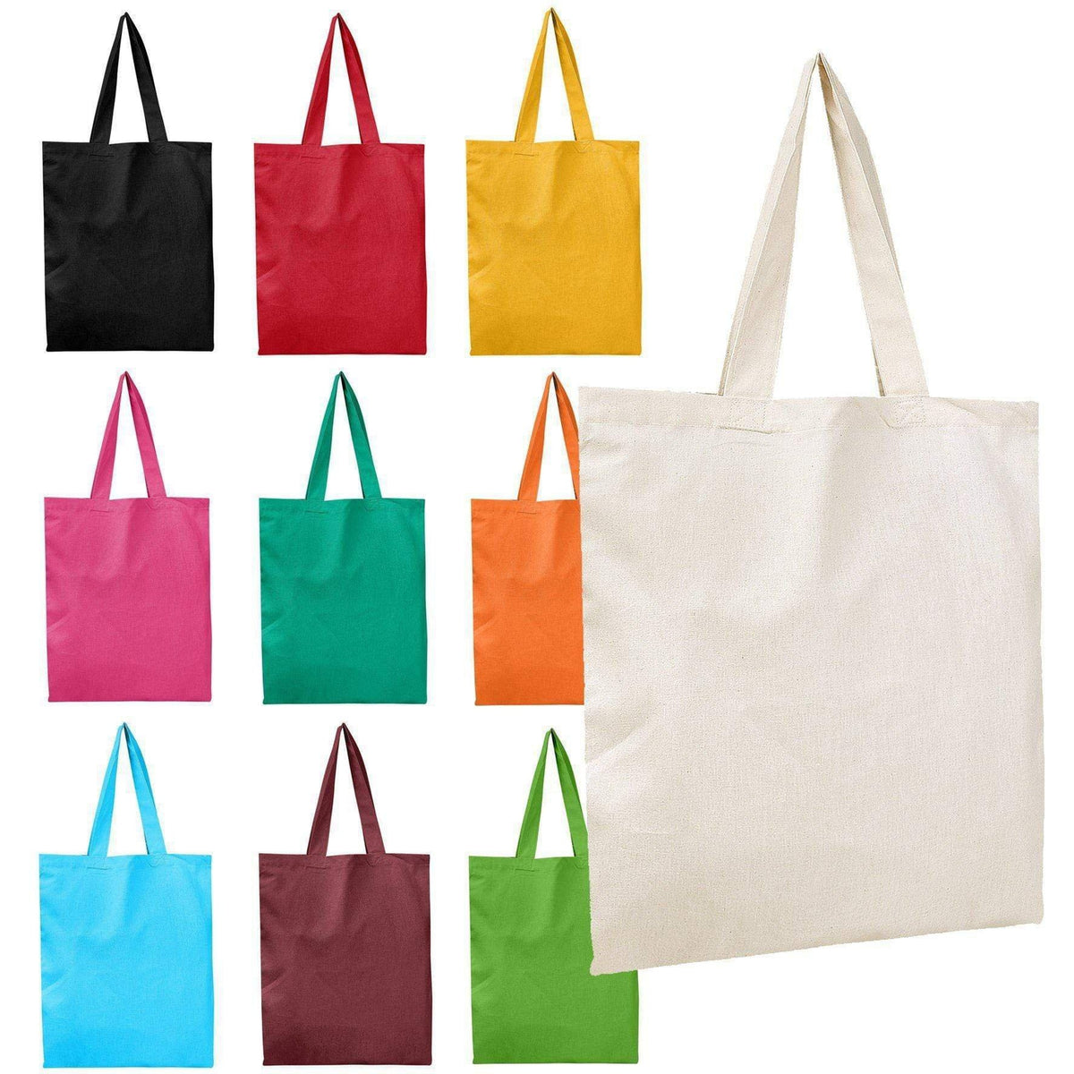 Set of 100 Cotton Tote Bags in Bulk, 100 Wholesale Cotton Tote Bags