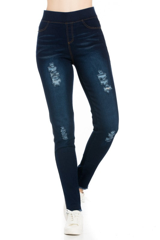 distressed jeggings high waisted