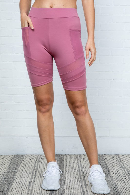 pink mesh biker shorts