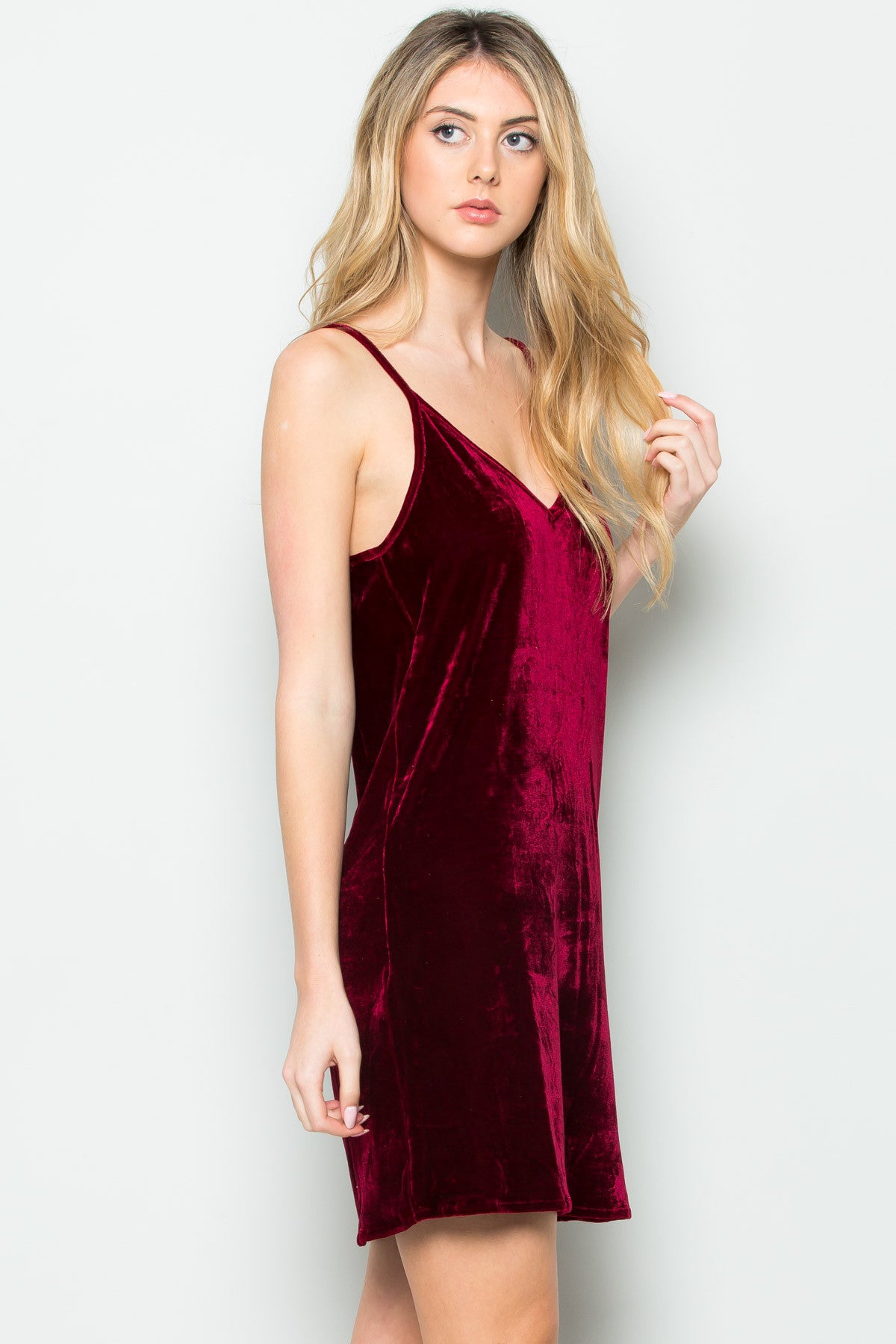 burgundy slip dress