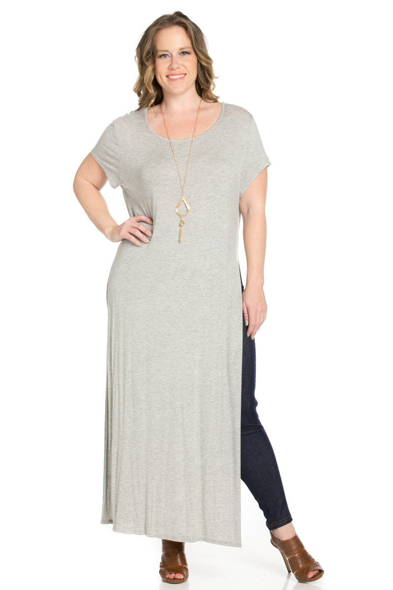 grey maxi dress plus size