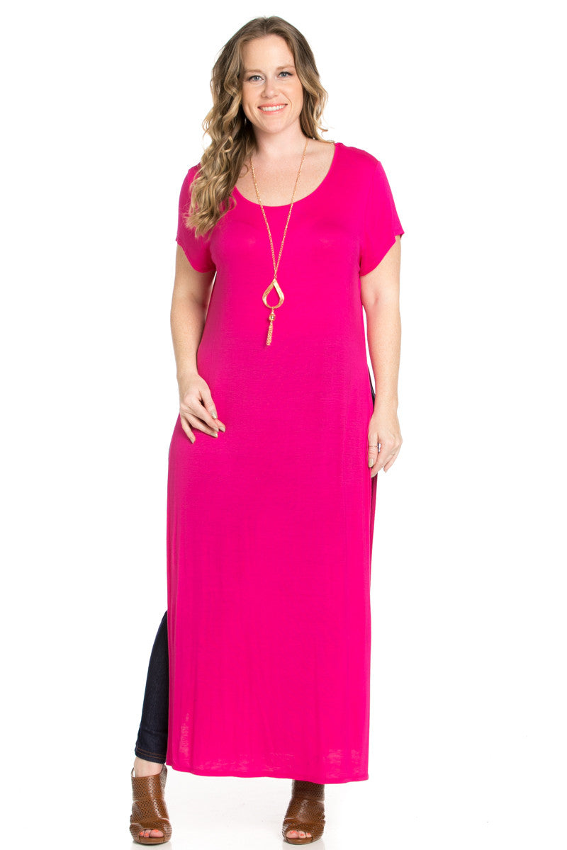 plus size fuschia dress