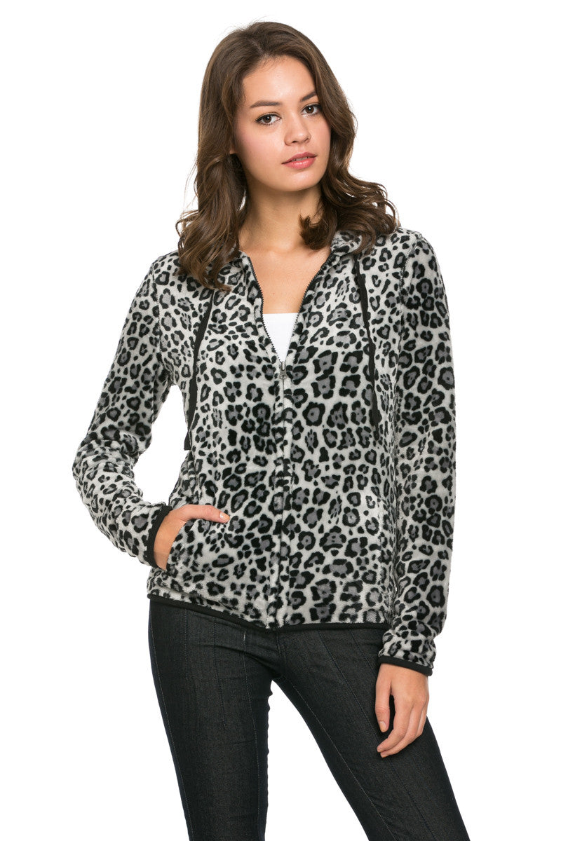 leopard print zip up jacket