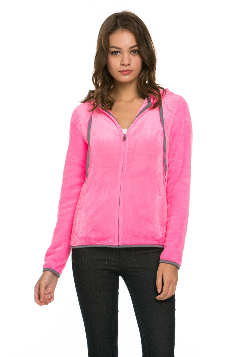 pink fleece zip up jacket