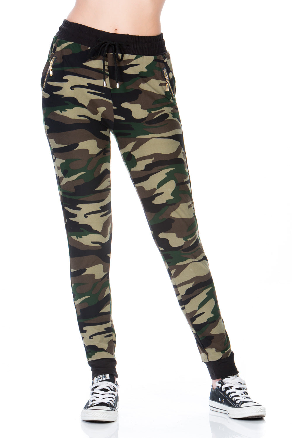 camo joggers with zippers