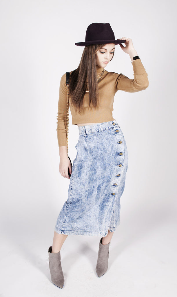 vintage long denim skirt