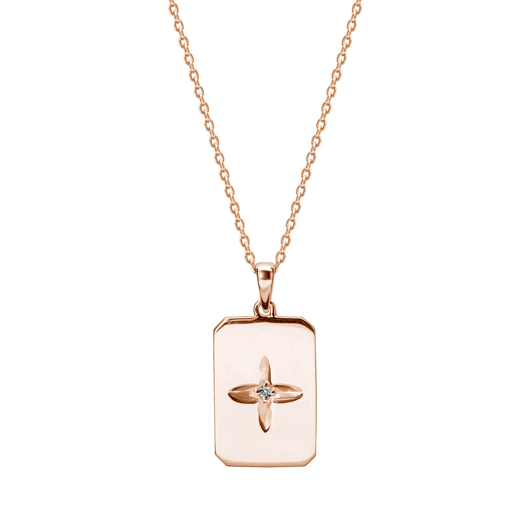 Murkani Dessert Flower Rectangle Necklace Rose Gold Plate