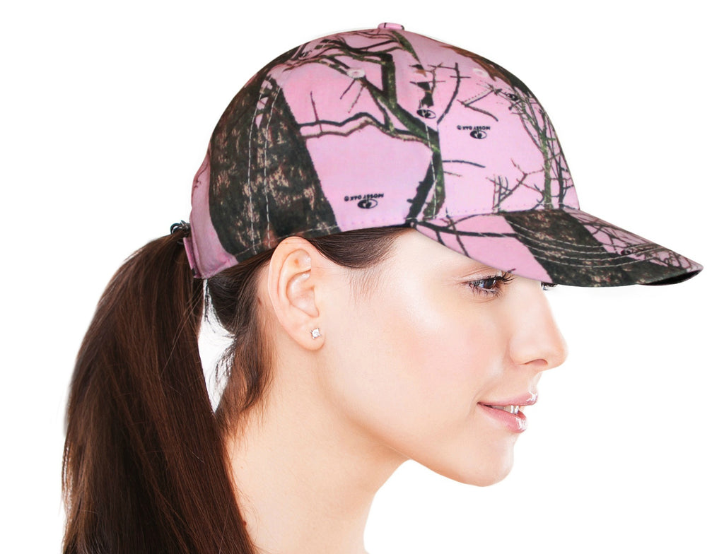 Mossy Oak Pink Cap Womens Velcro Ponytail Hole Hat Camo Chique Boutiqu