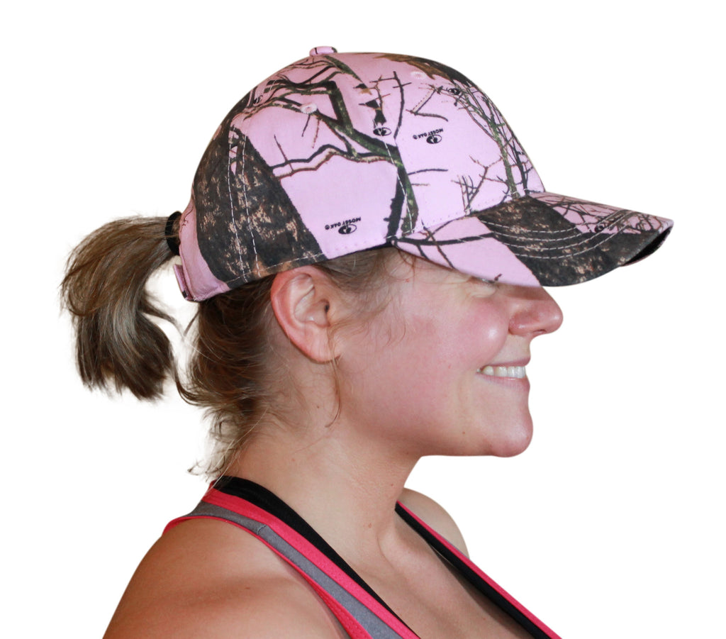 Mossy Oak Pink Cap Womens Velcro Ponytail Hole Hat Camo Chique Boutiqu
