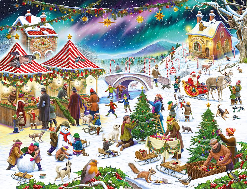 Christmas Village Fair - Festive Jigsaw Puzzle by Rudolf Farkas