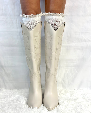 white cowboy boots - what socks to wear - Catherine Cole Atelier