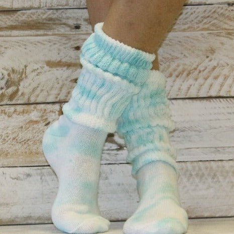 LACE organic crew slouch socks women - Tie dye aqua – Catherine Cole