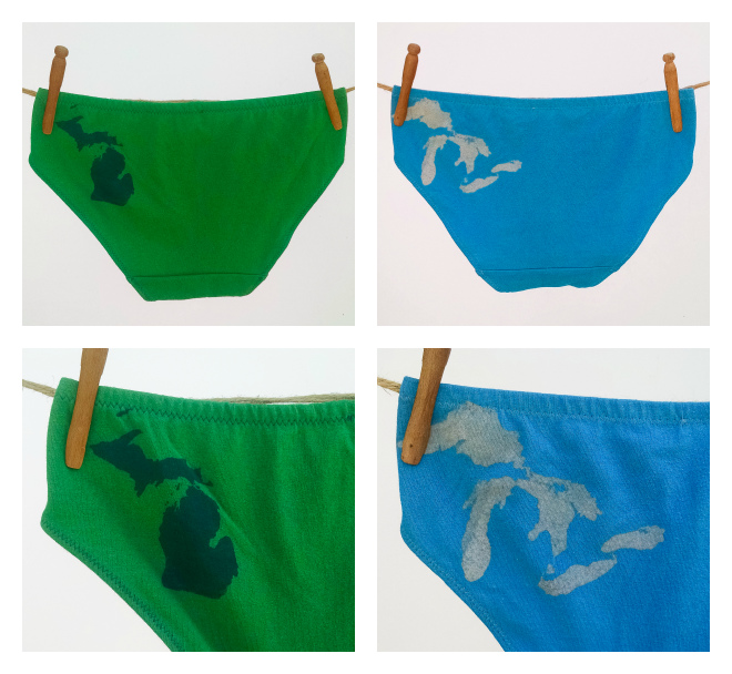 Initial Attraction is carrying its own special Great Lakes and Michigan undies in colors picked just for their store!