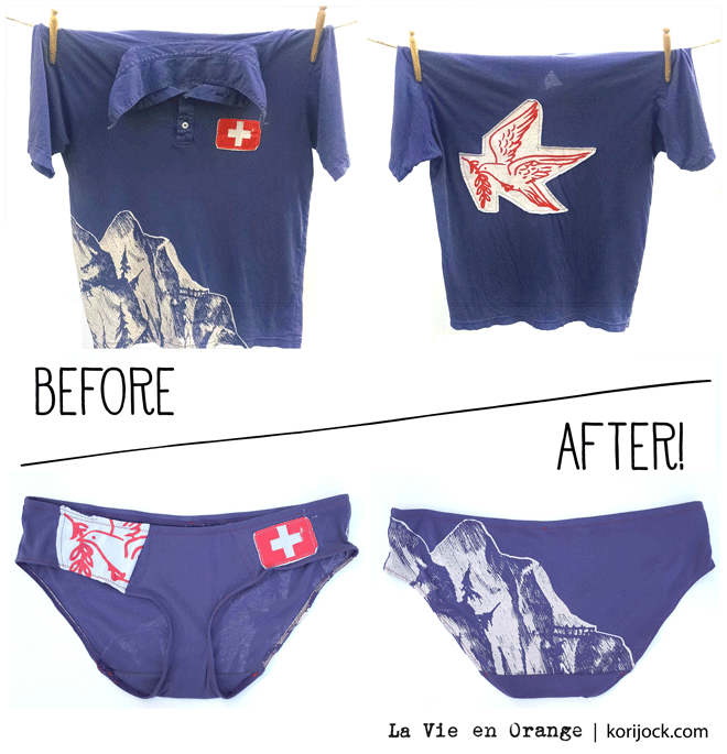 La Vie en Orange turned Rachel's favorite old tee into new wonderful undies!