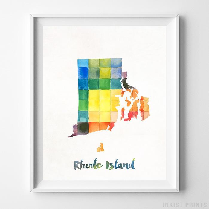 Rhode Island Watercolor Map Wall Art Home Decor Poster Artwork Print Unframed Ebay