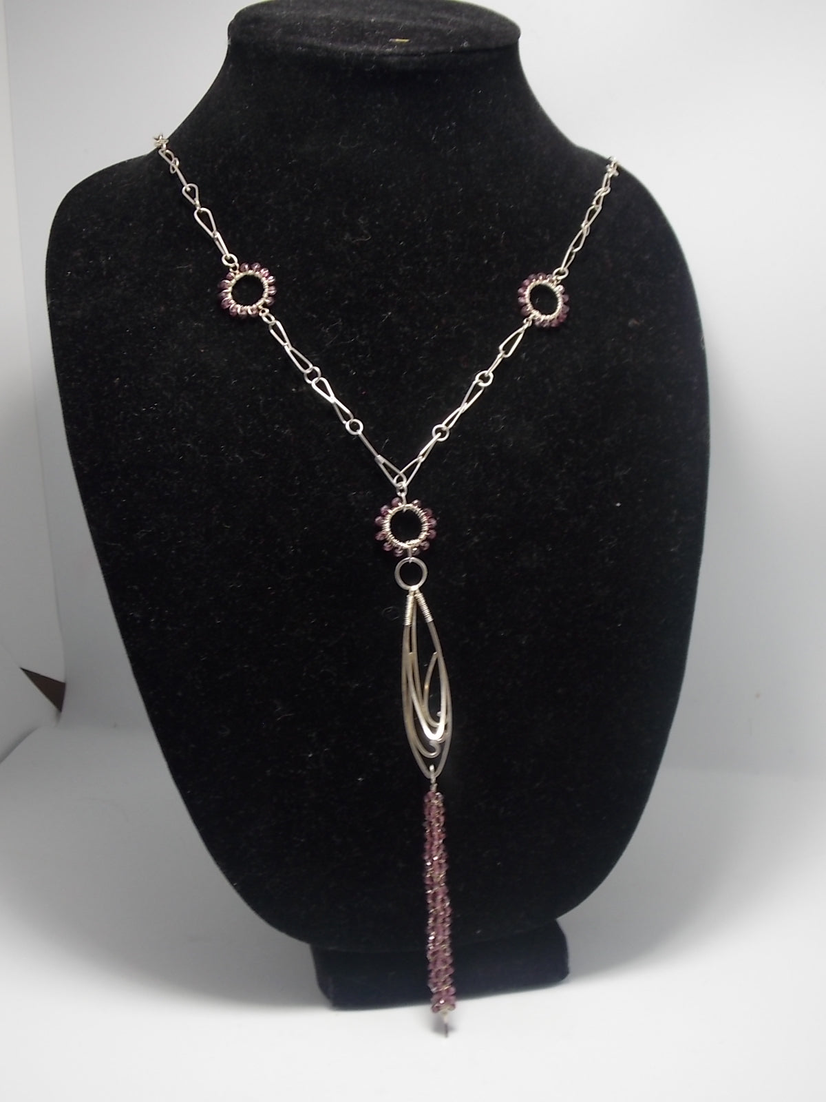 Sterling silver and rodolite garnet necklace by Balbina Meyer