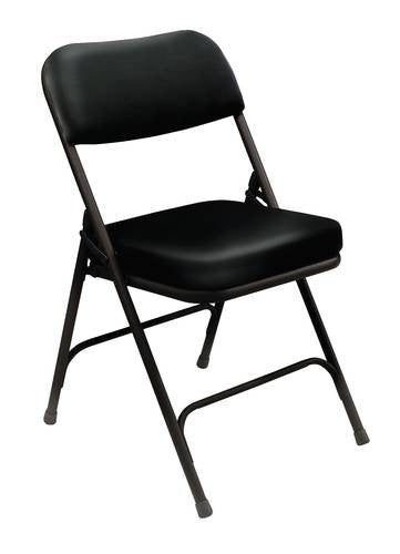 black cushioned folding chairs