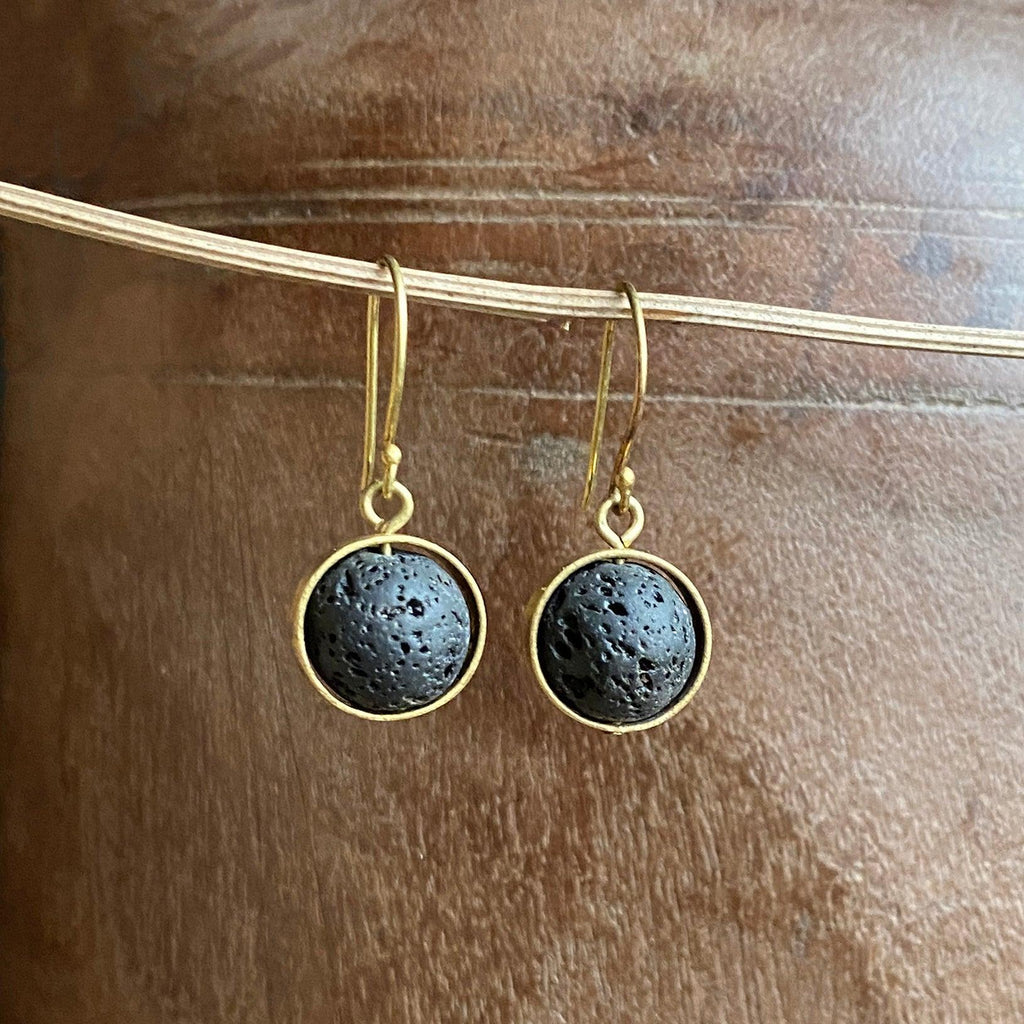 Lava Stone and Brass Earrings - SUSIE FRAZIER