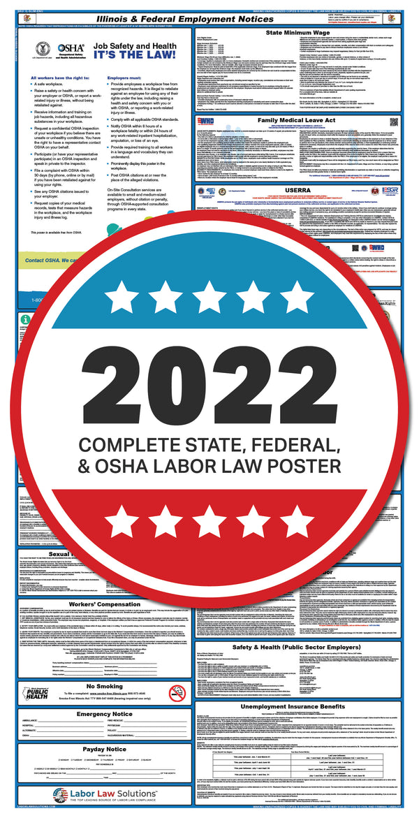 All In One Labor Law Posters 2023, State and Federal, OSHA Approved