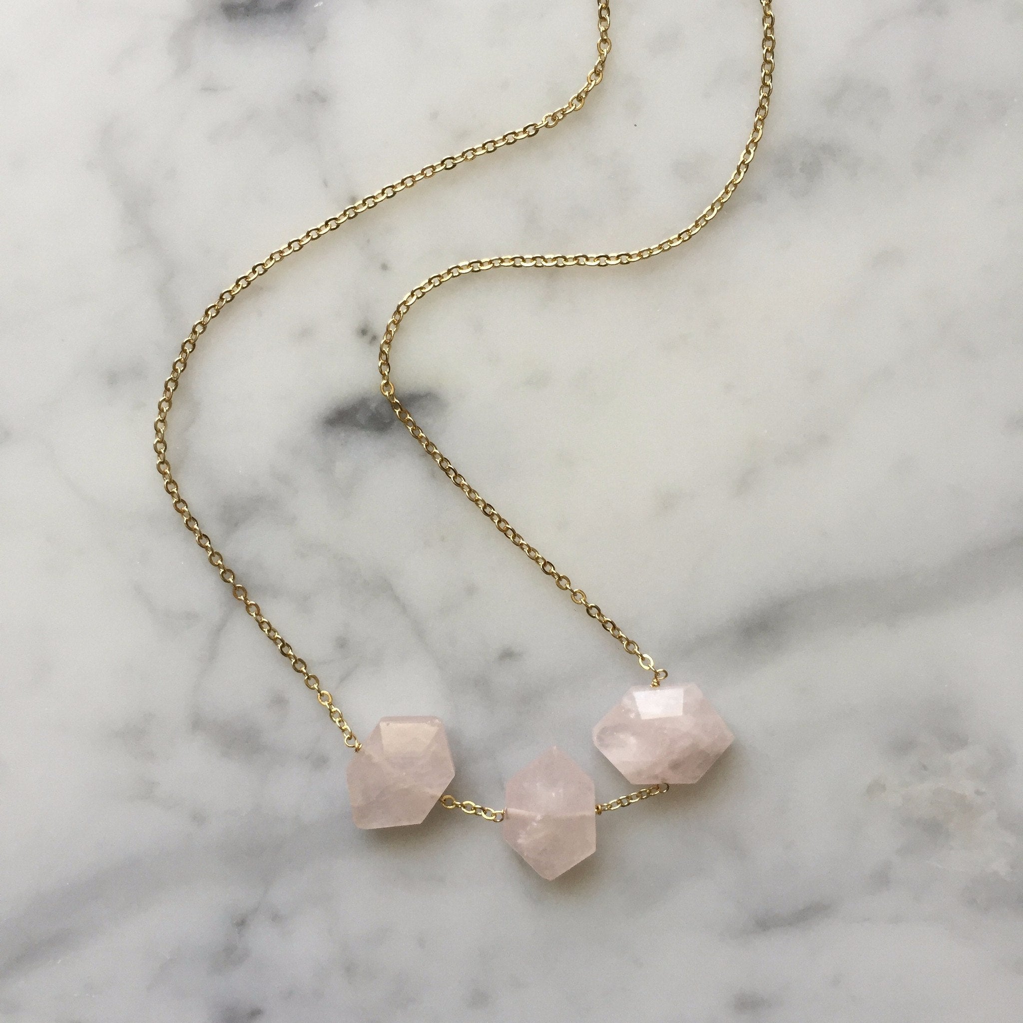 Faceted Rose Quartz Necklace – charmingthemoon
