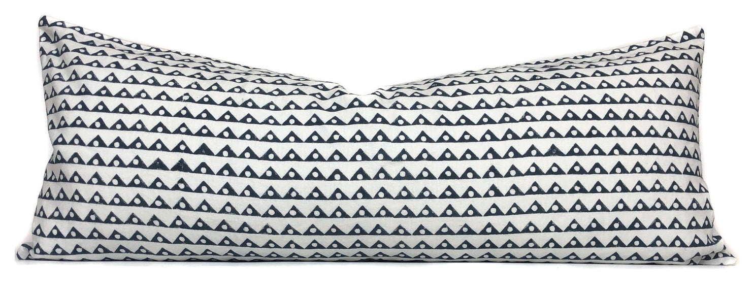 Geometric Lumbar Pillow Cover Blue And White Designer Pillow