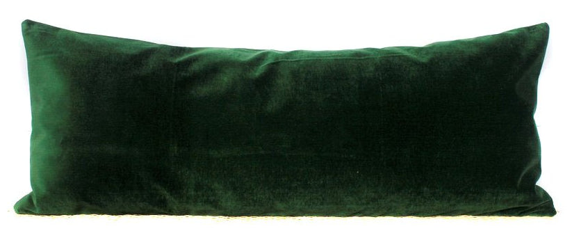 Green Velvet Lumbar Pillow Cover 