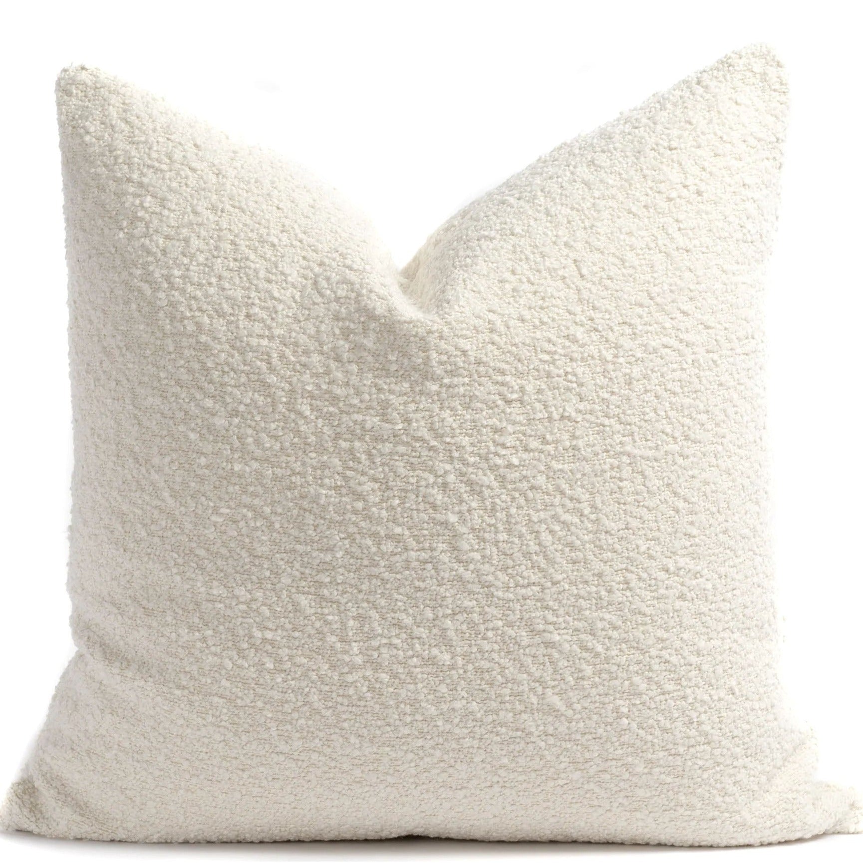 Bouclette French Wool Accent Pillow in Blanc With Down Insert