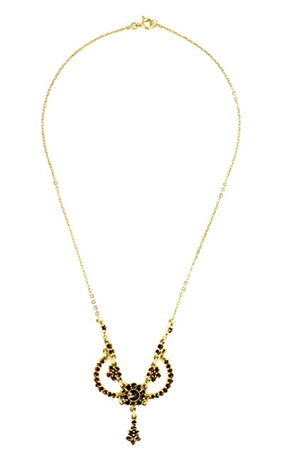 Antique Victorian Bohemian Garnet Teardrop Necklace in Yellow Gold ...