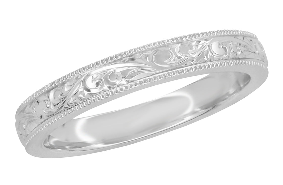 Art Deco Engraved Wheat Wedding Band in Sterling Silver — Antique ...