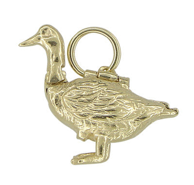 Movable Egg-Laying Duck Charm in 14 Karat Gold — Antique Jewelry Mall