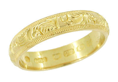 Hand Engraved Antique Victorian Wedding Band in 22 Karat Gold - Circa ...