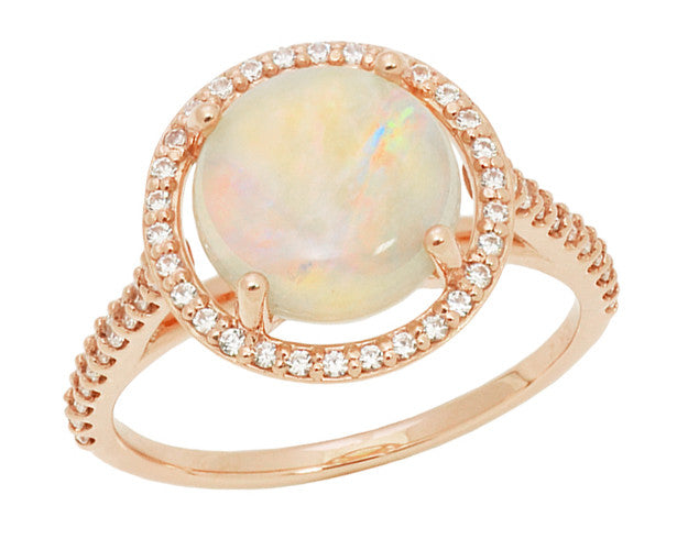 Natural Translucent Opal Halo Ring in 14 Karat Rose Gold with Diamonds ...