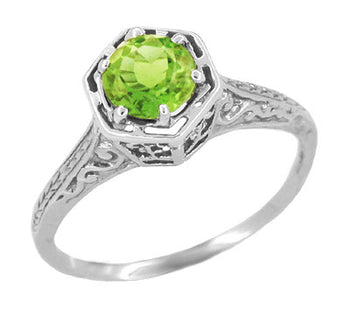 Art Deco Filigree Engraved Yellow Sapphire Engagement Ring in 14 Karat ...