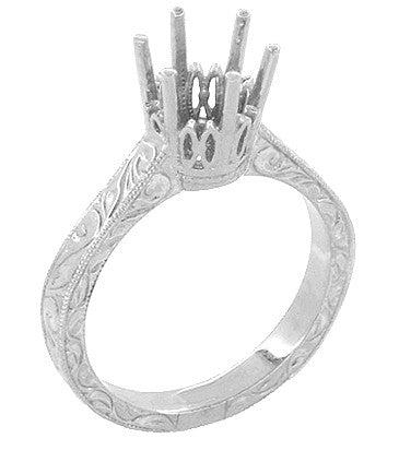 Round 9MM Natural Diamond Bridal Engagement Ring Setting Only 14K White  Gold | eBay