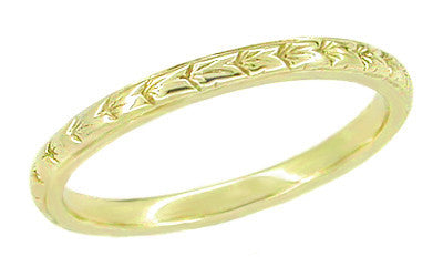 Engraved Wheat 2mm Thin Wedding Ring 